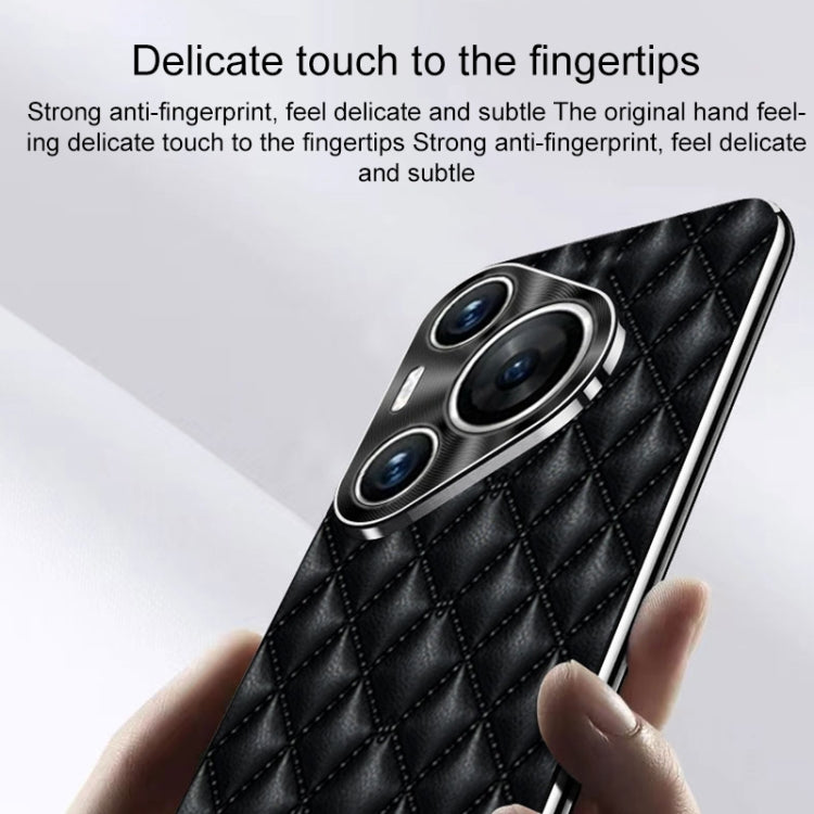 For Huawei Pura 70 Ultra Silver Edge Rhombic Texture PU Leather Phone Case(Black) - Huawei Cases by PMC Jewellery | Online Shopping South Africa | PMC Jewellery | Buy Now Pay Later Mobicred