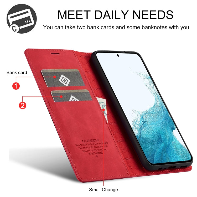 For Samsung Galaxy S24 FE 5G LC.IMEEKE Strong Magnetism Microfiber Leather Phone Case(Red) - Galaxy S24 FE 5G Cases by LC.IMEEKE | Online Shopping South Africa | PMC Jewellery | Buy Now Pay Later Mobicred