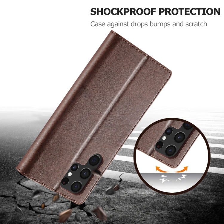 For Samsung Galaxy S25 Ultra 5G LC.IMEEKE Calf Texture Leather Phone Case(Coffee) - Galaxy S25 Ultra 5G Cases by LC.IMEEKE | Online Shopping South Africa | PMC Jewellery | Buy Now Pay Later Mobicred