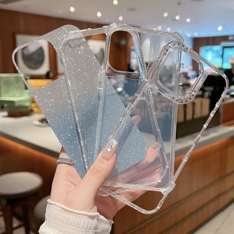 For iPhone 16 Plus TPU + PC + Glitter Paper Full Coverage Phone Case(Blue) - iPhone 16 Plus Cases by PMC TechLife | Online Shopping South Africa | PMC TechLife | Buy Now Pay Later Mobicred