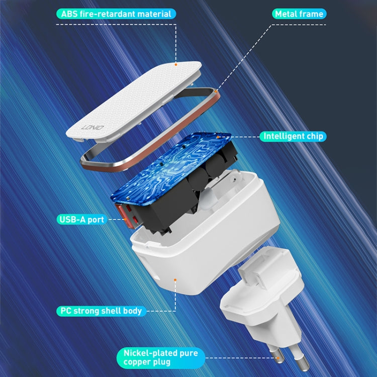 LDNIO A1204Q QC3.0 18W USB Fast Charger with 1m USB to 8 Pin Cable, Plug Type:EU Plug(White Gold) - free shipping - PMC Jewellery - Order now!