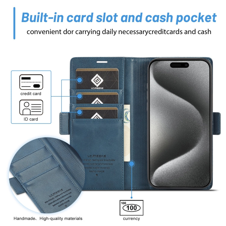 For iPhone 16 Pro LC.IMEEKE Skin-friendly Card Slots Leather Phone Case(Blue) - iPhone 16 Pro Cases by LC.IMEEKE | Online Shopping South Africa | PMC Jewellery | Buy Now Pay Later Mobicred