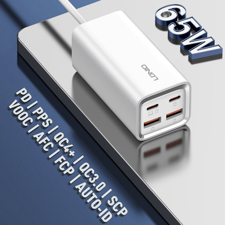 LDNIO A4610C PD65W Dual USB-C / Type-C + Dual USB Fast Charger, Cable Length: 1.5m, Plug Type:EU Plug��(White) - USB Charger by LDNIO | Online Shopping South Africa | PMC TechLife | Buy Now Pay Later Mobicred