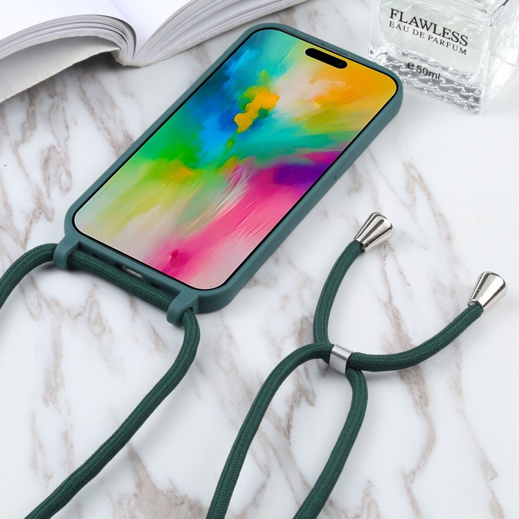For iPhone 16 Plus Candy Colors TPU Protective Phone Case with Lanyard(Dark Green) - iPhone 16 Plus Cases by PMC TechLife | Online Shopping South Africa | PMC TechLife | Buy Now Pay Later Mobicred