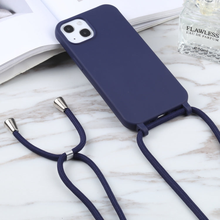 For iPhone 16 Plus Candy Colors TPU Protective Phone Case with Lanyard(Dark Blue) - iPhone 16 Plus Cases by PMC Jewellery | Online Shopping South Africa | PMC Jewellery | Buy Now Pay Later Mobicred