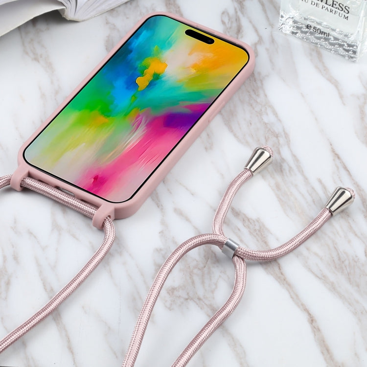 For iPhone 16 Candy Colors TPU Protective Phone Case with Lanyard(Rose Gold) - iPhone 16 Cases by PMC Jewellery | Online Shopping South Africa | PMC Jewellery | Buy Now Pay Later Mobicred