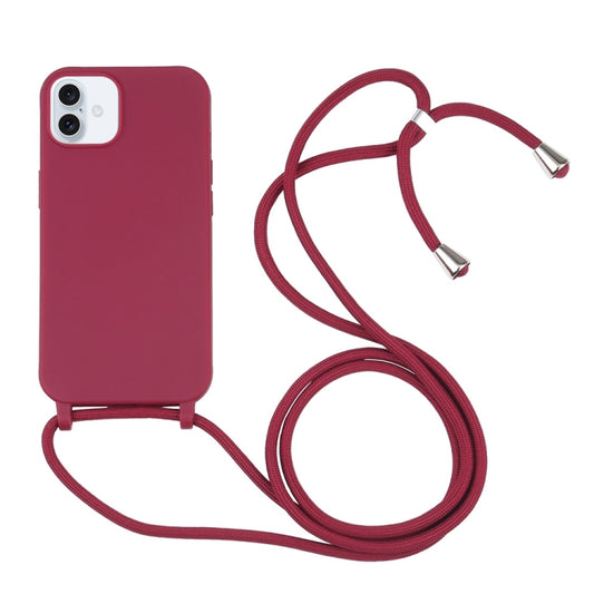 For iPhone 16 Candy Colors TPU Protective Phone Case with Lanyard(Red) - iPhone 16 Cases by PMC Jewellery | Online Shopping South Africa | PMC Jewellery | Buy Now Pay Later Mobicred