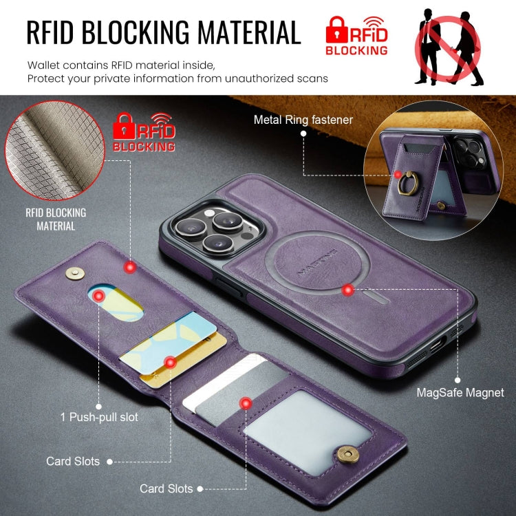 For iPhone 15 Pro Max DG.MING K1 MagSafe Detachable Wallet RFID Back Cover Phone Case(Purple) - iPhone 15 Pro Max Cases by DG.MING | Online Shopping South Africa | PMC Jewellery | Buy Now Pay Later Mobicred