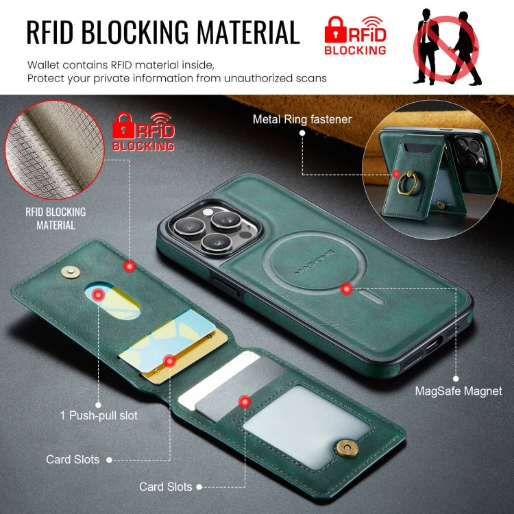 For iPhone 15 Plus DG.MING K1 MagSafe Detachable Wallet RFID Back Cover Phone Case(Green) - iPhone 15 Plus Cases by DG.MING | Online Shopping South Africa | PMC Jewellery | Buy Now Pay Later Mobicred