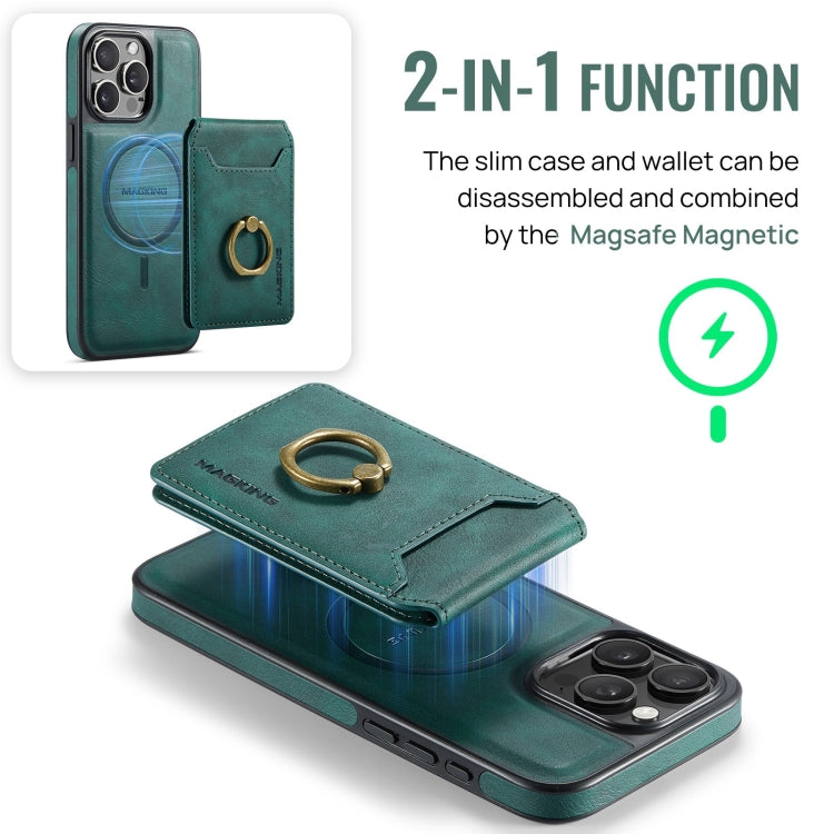 For iPhone 15 DG.MING K1 MagSafe Detachable Wallet RFID Back Cover Phone Case(Green) - iPhone 15 Cases by DG.MING | Online Shopping South Africa | PMC Jewellery | Buy Now Pay Later Mobicred