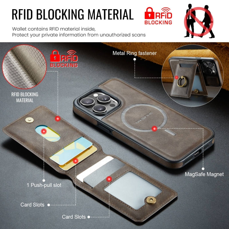 For iPhone 14 Plus DG.MING K1 MagSafe Detachable Wallet RFID Back Cover Phone Case(Coffee) - iPhone 14 Plus Cases by DG.MING | Online Shopping South Africa | PMC Jewellery | Buy Now Pay Later Mobicred