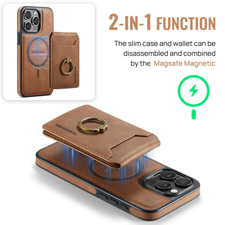 For iPhone 14 Plus DG.MING K1 MagSafe Detachable Wallet RFID Back Cover Phone Case(Brown) - iPhone 14 Plus Cases by DG.MING | Online Shopping South Africa | PMC Jewellery | Buy Now Pay Later Mobicred