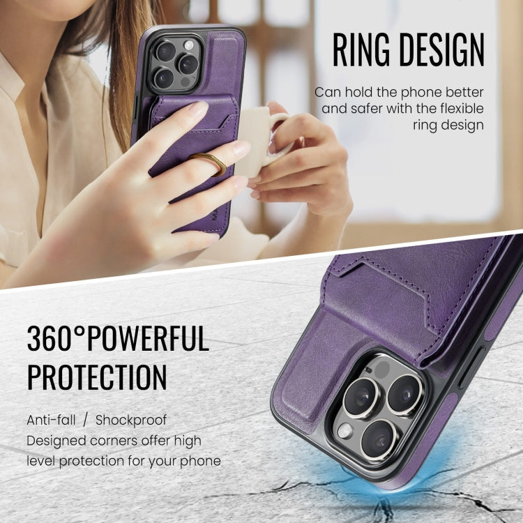 For iPhone 14 DG.MING K1 MagSafe Detachable Wallet RFID Back Cover Phone Case(Purple) - iPhone 14 Cases by DG.MING | Online Shopping South Africa | PMC Jewellery | Buy Now Pay Later Mobicred