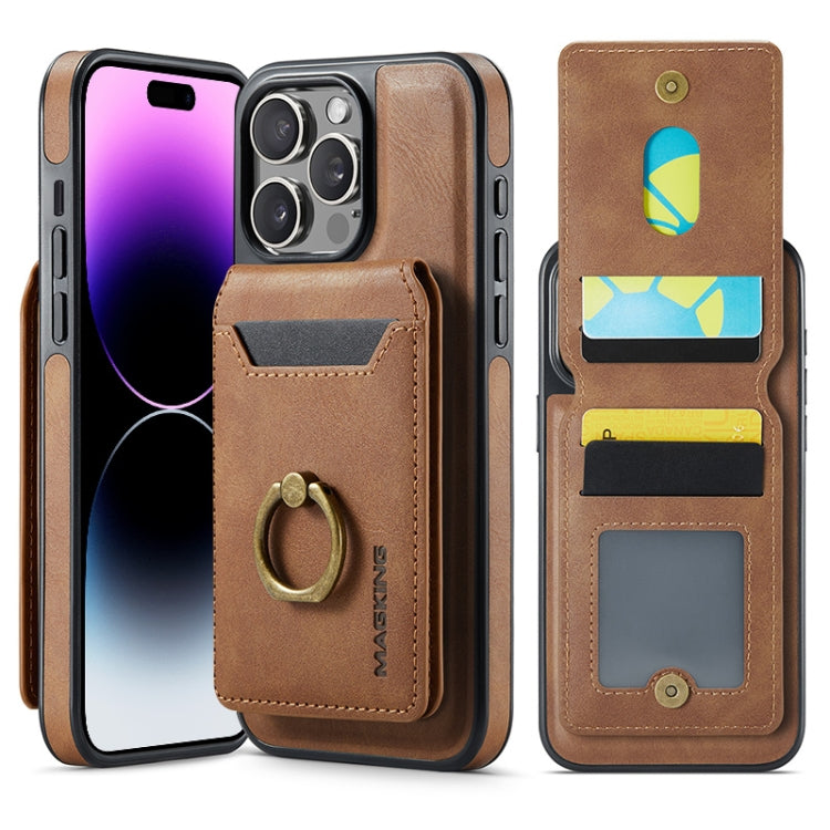 For iPhone 14 Pro DG.MING K1 MagSafe Detachable Wallet RFID Back Cover Phone Case(Brown) - iPhone 14 Pro Cases by DG.MING | Online Shopping South Africa | PMC Jewellery | Buy Now Pay Later Mobicred