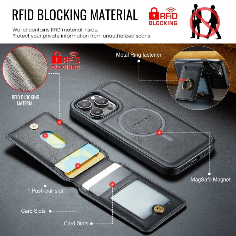For iPhone 14 Pro Max DG.MING K1 MagSafe Detachable Wallet RFID Back Cover Phone Case(Black) - free shipping - PMC Jewellery - Order now!