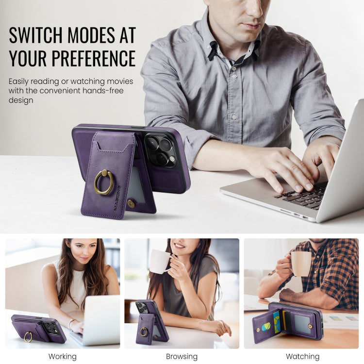 For iPhone 13 DG.MING K1 MagSafe Detachable Wallet RFID Back Cover Phone Case(Purple) - free shipping - PMC Jewellery - Order now!
