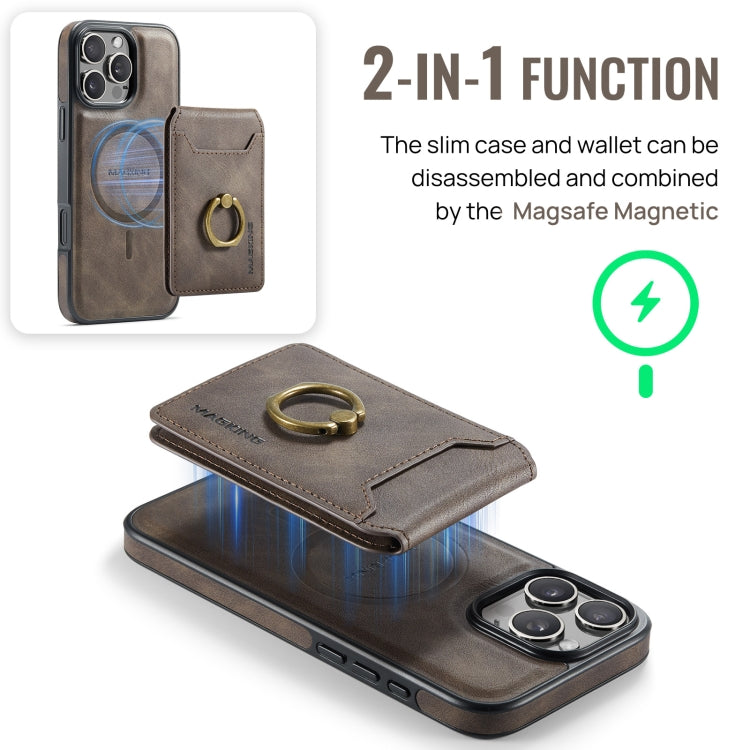 For iPhone 16 Pro Max DG.MING K1 MagSafe Detachable Wallet RFID Back Cover Phone Case(Coffee) - iPhone 16 Pro Max Cases by DG.MING | Online Shopping South Africa | PMC Jewellery | Buy Now Pay Later Mobicred