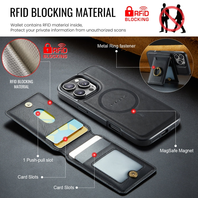 For iPhone 16 Pro Max DG.MING K1 MagSafe Detachable Wallet RFID Back Cover Phone Case(Black) - iPhone 16 Pro Max Cases by DG.MING | Online Shopping South Africa | PMC Jewellery | Buy Now Pay Later Mobicred