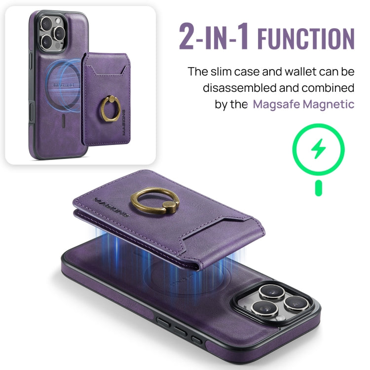 For iPhone 16 Pro Max DG.MING K1 MagSafe Detachable Wallet RFID Back Cover Phone Case(Purple) - iPhone 16 Pro Max Cases by DG.MING | Online Shopping South Africa | PMC Jewellery | Buy Now Pay Later Mobicred