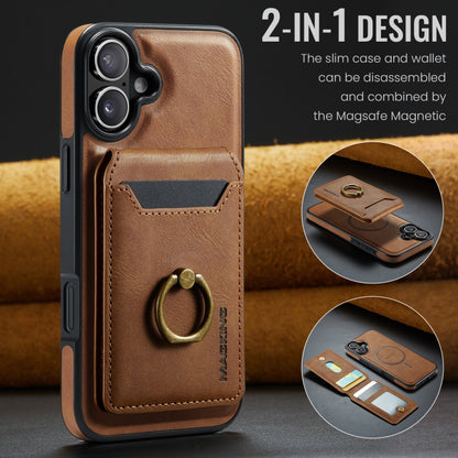 For iPhone 16 Plus DG.MING K1 MagSafe Detachable Wallet RFID Back Cover Phone Case(Brown) - iPhone 16 Plus Cases by DG.MING | Online Shopping South Africa | PMC Jewellery | Buy Now Pay Later Mobicred