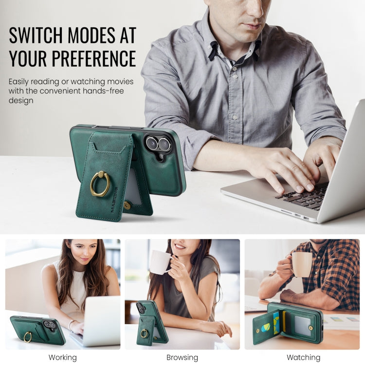 For iPhone 16 Plus DG.MING K1 MagSafe Detachable Wallet RFID Back Cover Phone Case(Green) - free shipping - PMC Jewellery - Order now!