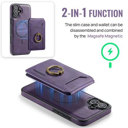 For iPhone 16 DG.MING K1 MagSafe Detachable Wallet RFID Back Cover Phone Case(Purple) - iPhone 16 Cases by DG.MING | Online Shopping South Africa | PMC Jewellery | Buy Now Pay Later Mobicred