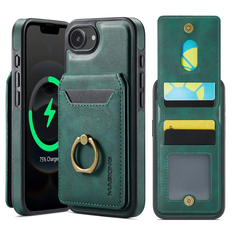 For iPhone 16e DG.MING K1 MagSafe Detachable Wallet RFID Back Cover Phone Case(Green) - free shipping - PMc TechLife - Order now!