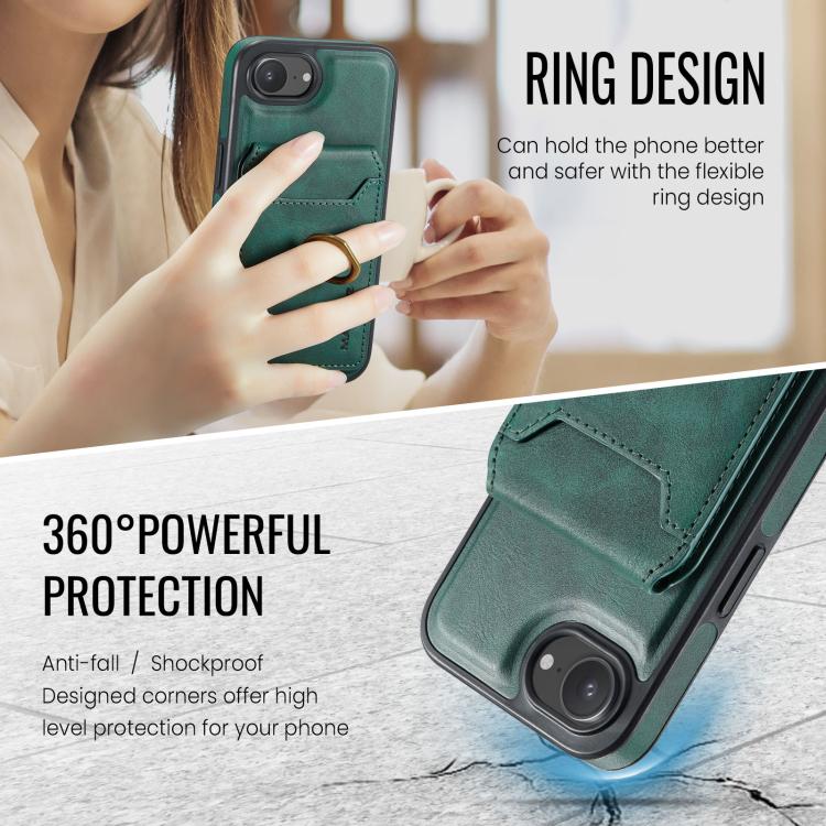 For iPhone 16e DG.MING K1 MagSafe Detachable Wallet RFID Back Cover Phone Case(Green) - free shipping - PMc TechLife - Order now!