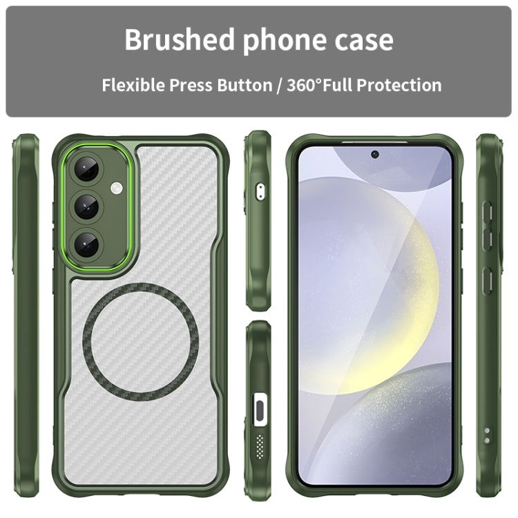 For Samsung Galaxy S25+ 5G Carbon Fiber Texture MagSafe Translucent Phone Case(Green) - Galaxy S25+ 5G Cases by PMC Jewellery | Online Shopping South Africa | PMC Jewellery | Buy Now Pay Later Mobicred