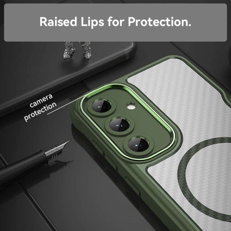 For Samsung Galaxy S25+ 5G Carbon Fiber Texture MagSafe Translucent Phone Case(Green) - Galaxy S25+ 5G Cases by PMC Jewellery | Online Shopping South Africa | PMC Jewellery | Buy Now Pay Later Mobicred