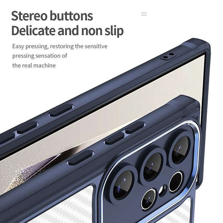 For Samsung Galaxy S25 Ultra 5G Carbon Fiber Texture MagSafe Translucent Phone Case(Blue) - Galaxy S25 Ultra 5G Cases by PMC Jewellery | Online Shopping South Africa | PMC Jewellery | Buy Now Pay Later Mobicred