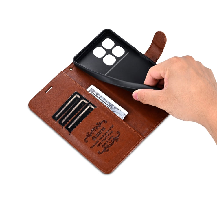 For Redmi K70 Ultra AZNS Sheepskin Texture Flip Leather Phone Case(Brown) - free shipping - PMC Jewellery - Order now!