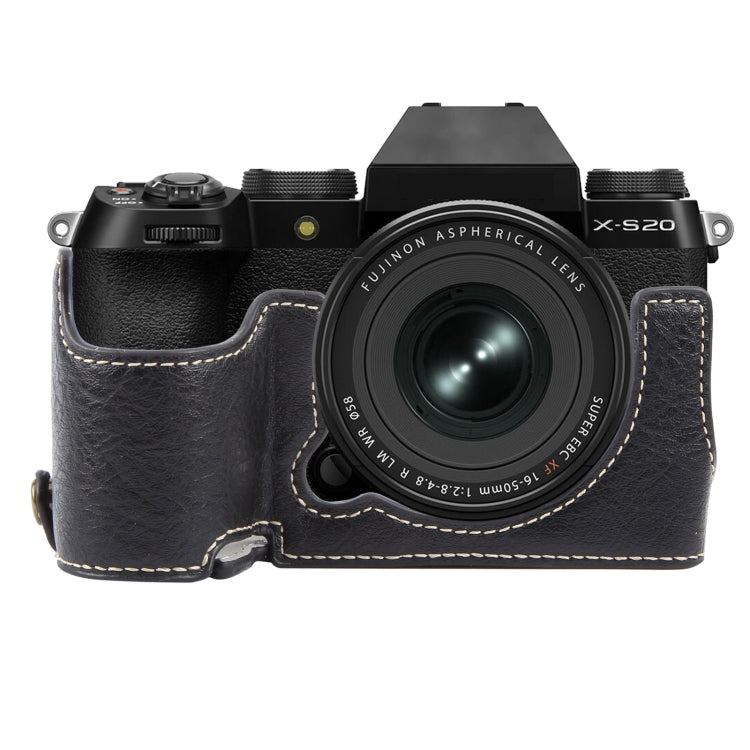 For FUJIFILM X-S20 Buffalo Texture PU Leather Camera Half Case Base(Black) - Half Case by PMC TechLife | Online Shopping South Africa | PMC TechLife | Buy Now Pay Later Mobicred