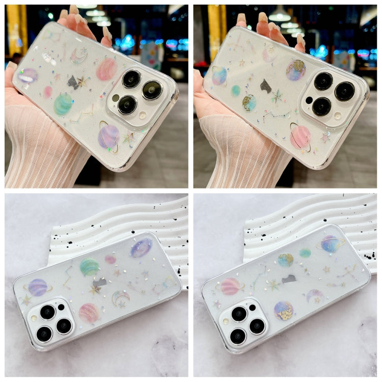 For iPhone 16 Pro Max Cosmic Star Glitter Epoxy TPU Phone Case(Transparent Purple) - iPhone 16 Pro Max Cases by PMC TechLife | Online Shopping South Africa | PMC TechLife | Buy Now Pay Later Mobicred