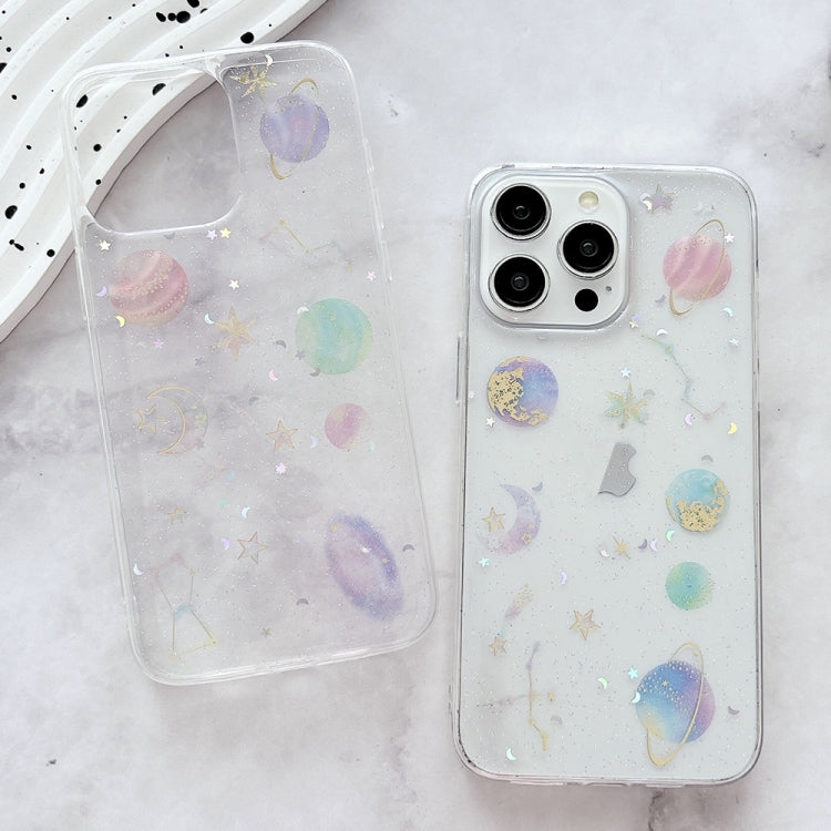 For iPhone 16 Pro Max Cosmic Star Glitter Epoxy TPU Phone Case(Transparent Purple) - iPhone 16 Pro Max Cases by PMC TechLife | Online Shopping South Africa | PMC TechLife | Buy Now Pay Later Mobicred