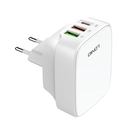 LDNIO Q334 32W Type-C + Dual USB Port Charger with 1m Micro USB Data Cable, Plug Type:EU Plug(White) - USB Charger by LDNIO | Online Shopping South Africa | PMC Jewellery | Buy Now Pay Later Mobicred