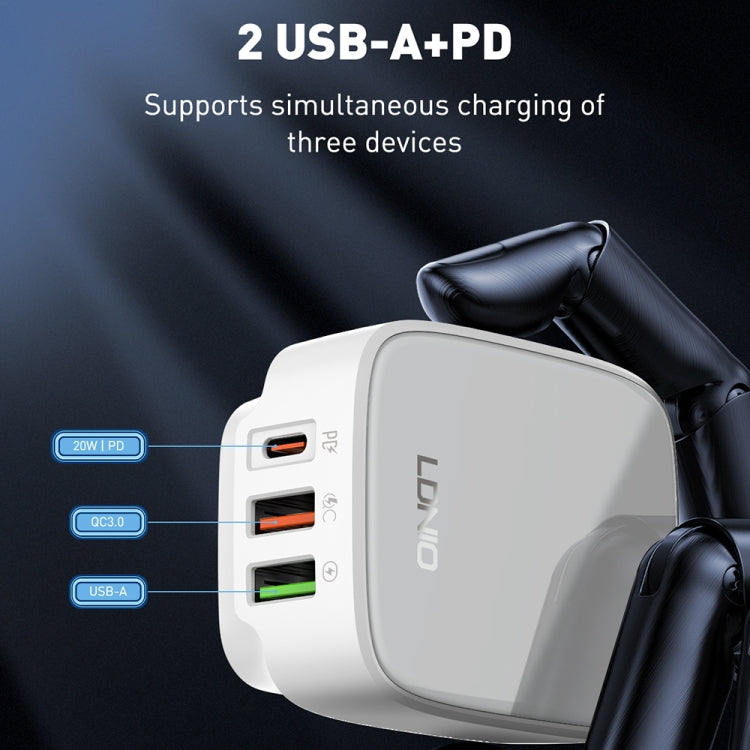 LDNIO Q334 32W Type-C + Dual USB Port Charger with 1m USB-C / Type-C to USB-C / Type-C Data Cable, Plug Type:US Plug(Black) - free shipping - PMC Jewellery - Order now!