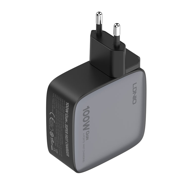 LDNIO Q408 100W GaN USB+3 USB-C / Type-C Interface Charger with 1m 100W USB-C / Type-C to USB-C / Type-C Data Cable, Plug Type:EU Plug(Black) - USB Charger by LDNIO | Online Shopping South Africa | PMC Jewellery | Buy Now Pay Later Mobicred