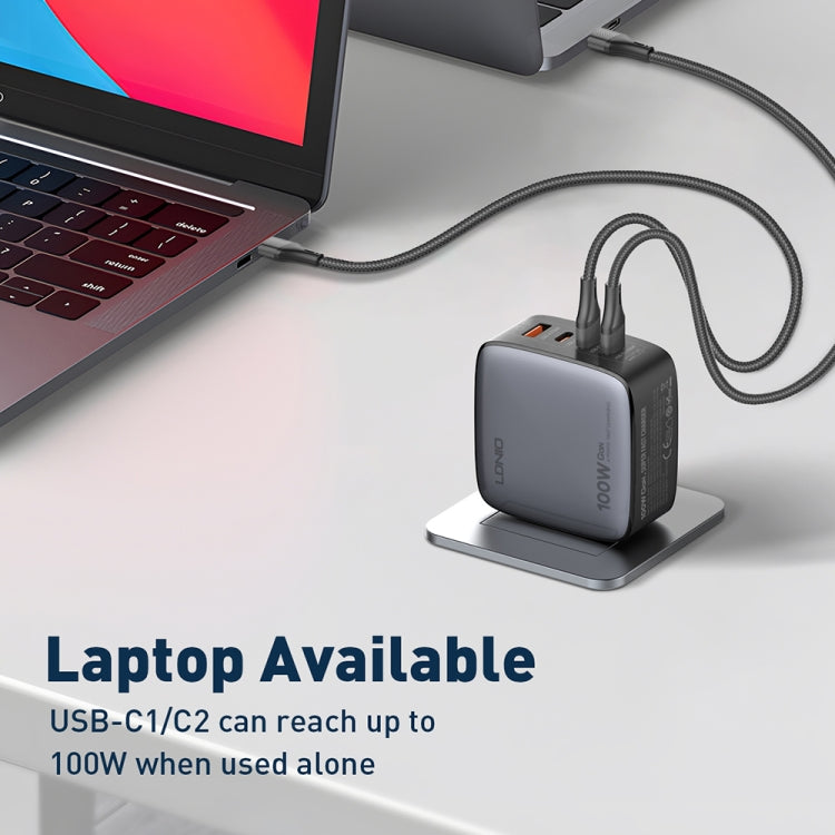 LDNIO Q408 100W GaN USB+3 USB-C / Type-C Interface Charger with 1m 100W USB-C / Type-C to USB-C / Type-C Data Cable, Plug Type:UK Plug(White) - free shipping - PMC Jewellery - Order now!