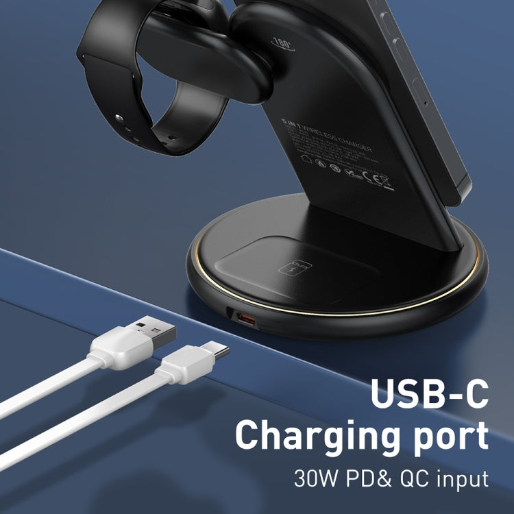 LDNIO WL02 25.5W 5 in 1 MagSafe Wireless Charger with 30cm Type-C Cable(Black) - free shipping - PMC Jewellery - Order now!