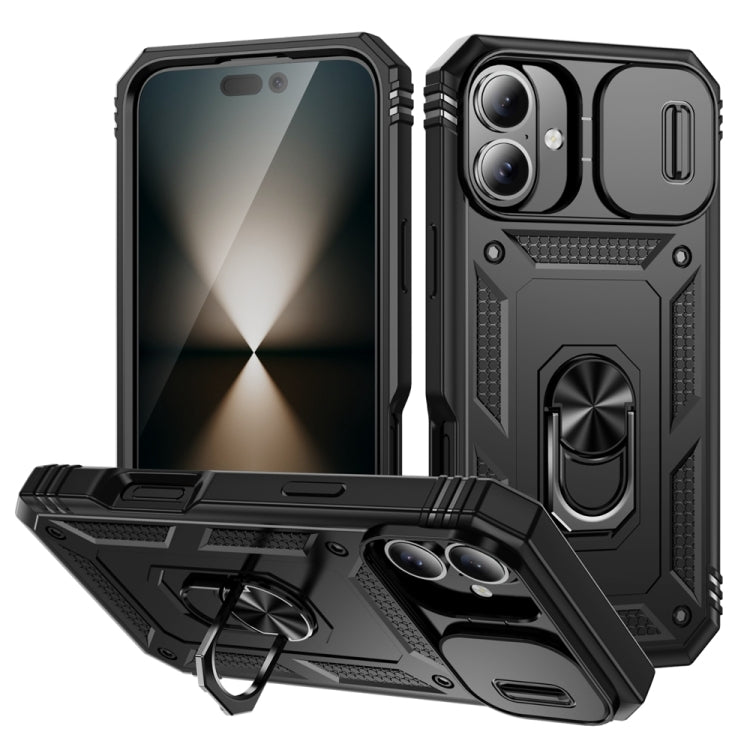 For iPhone 16 Plus Sliding Camshield TPU + PC Phone Case with Holder(Black) - iPhone 16 Plus Cases by PMC TechLife | Online Shopping South Africa | PMC TechLife | Buy Now Pay Later Mobicred