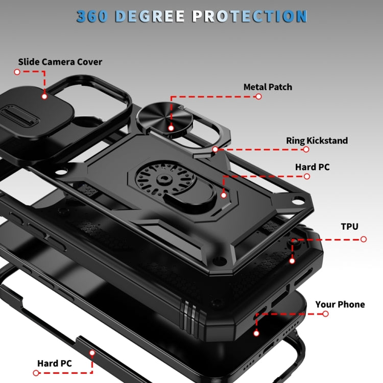 For iPhone 16 Plus Sliding Camshield TPU + PC Phone Case with Holder(Black) - iPhone 16 Plus Cases by PMC TechLife | Online Shopping South Africa | PMC TechLife | Buy Now Pay Later Mobicred