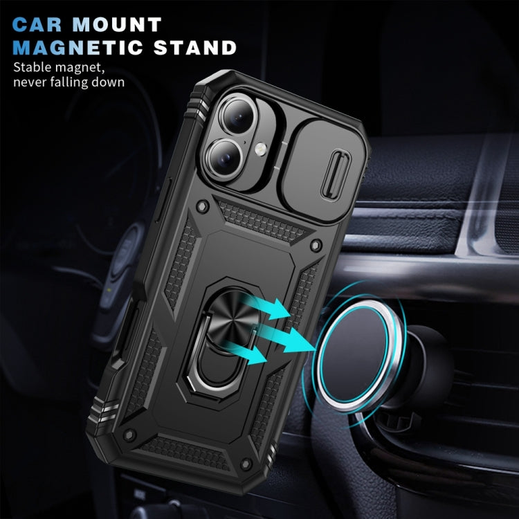 For iPhone 16 Plus Sliding Camshield TPU + PC Phone Case with Holder(Black) - iPhone 16 Plus Cases by PMC TechLife | Online Shopping South Africa | PMC TechLife | Buy Now Pay Later Mobicred