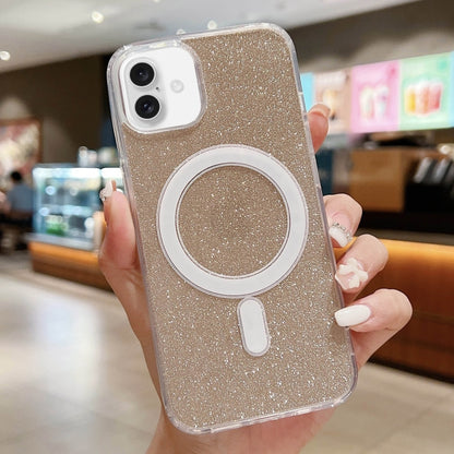 For iPhone 16 Plus Acrylic Transparent Glitter MagSafe Phone Case(Gold) - iPhone 16 Plus Cases by PMC Jewellery | Online Shopping South Africa | PMC Jewellery | Buy Now Pay Later Mobicred