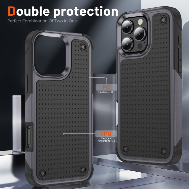 For iPhone 16 Pro PC + TPU Shockproof Protective Phone Case(Grey+Black) - iPhone 16 Pro Cases by PMC Jewellery | Online Shopping South Africa | PMC Jewellery | Buy Now Pay Later Mobicred