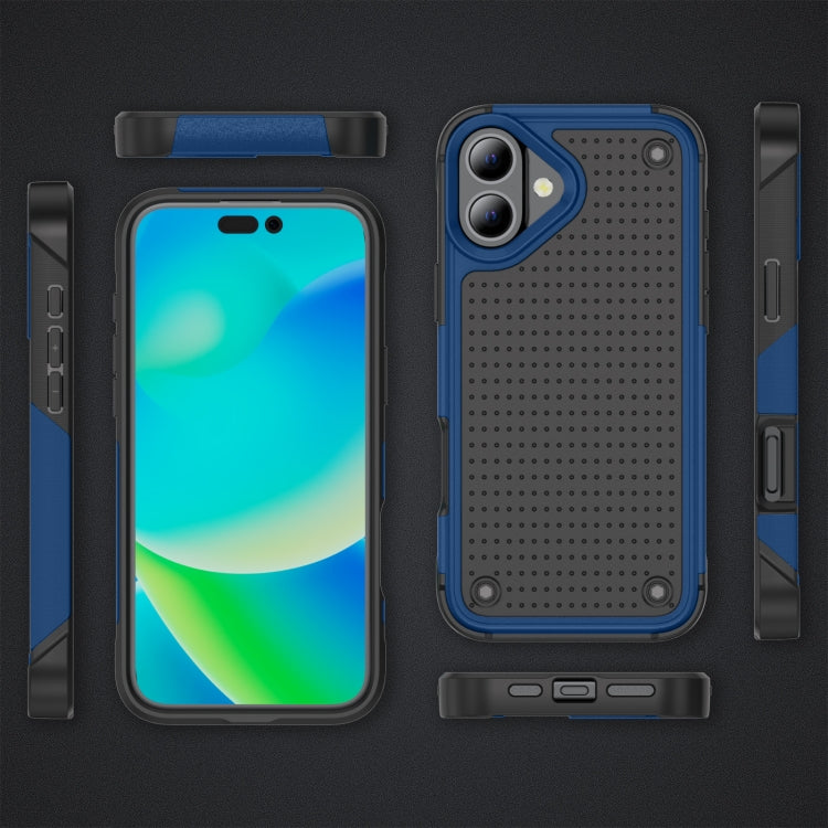 For iPhone 16 PC + TPU Shockproof Protective Phone Case(Blue+Black) - iPhone 16 Cases by PMC Jewellery | Online Shopping South Africa | PMC Jewellery | Buy Now Pay Later Mobicred