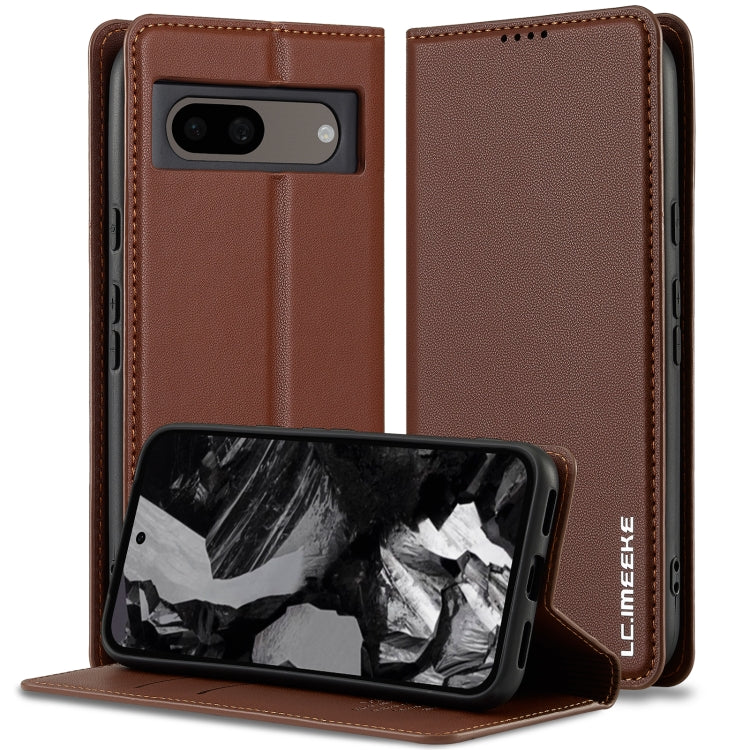 For Google Pixel 7A LC.IMEEKE L1 Series Frosted Fine Texture PU Phone Case(Brown) - Google Cases by LC.IMEEKE | Online Shopping South Africa | PMC Jewellery | Buy Now Pay Later Mobicred