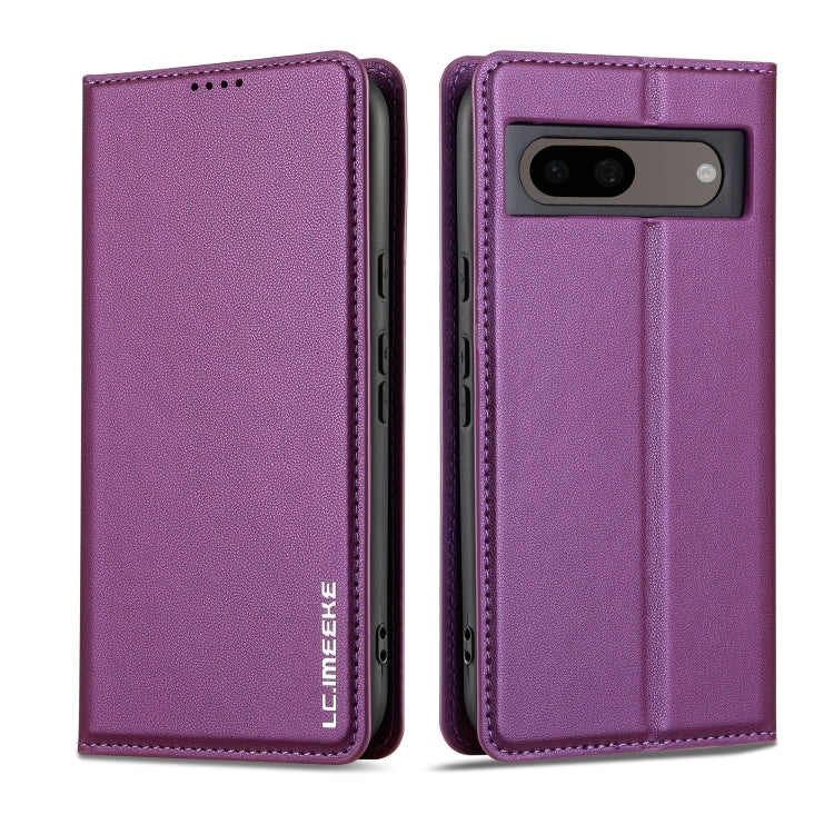 For Google Pixel 8 LC.IMEEKE L1 Series Frosted Fine Texture PU Phone Case(Purple) - Google Cases by LC.IMEEKE | Online Shopping South Africa | PMC Jewellery | Buy Now Pay Later Mobicred