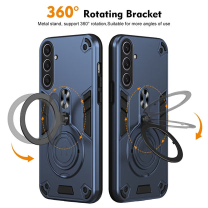 For Samsung Galaxy S25+ 5G Metal Ring 360 Degree Rotating Holder PC Hybrid TPU Phone Case(Navy Blue) - Galaxy S25+ 5G Cases by PMC Jewellery | Online Shopping South Africa | PMC Jewellery | Buy Now Pay Later Mobicred