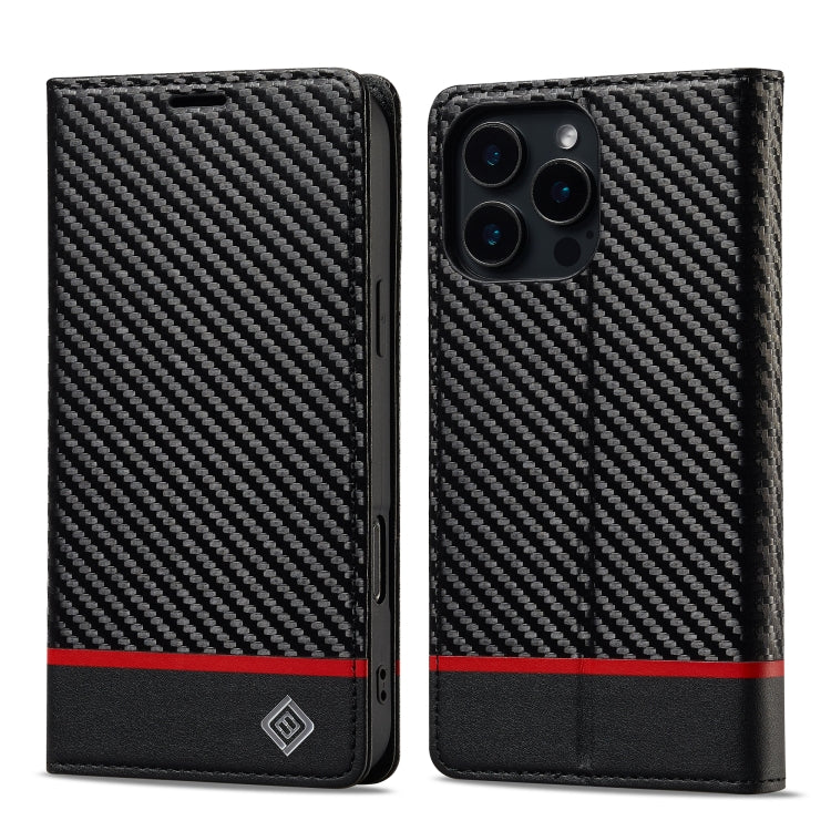 For iPhone 16 Pro Max LC.IMEEKE Carbon Fiber Leather Phone Case(Horizontal Black) - iPhone 16 Pro Max Cases by LC.IMEEKE | Online Shopping South Africa | PMC Jewellery | Buy Now Pay Later Mobicred